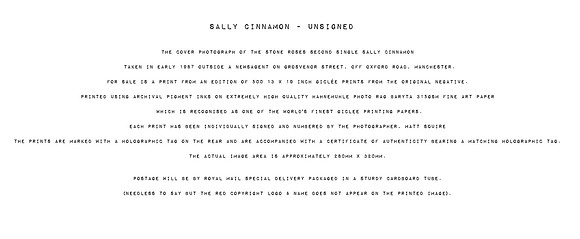 SALLY CINNAMON UNSIGNED  INFO